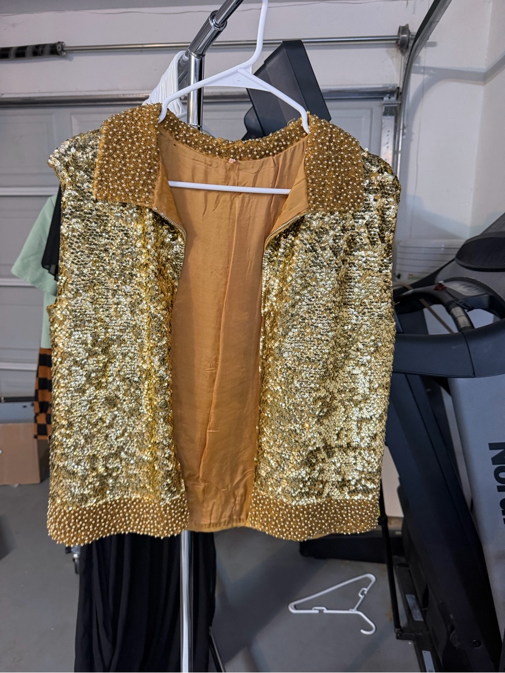 Gold Sequin Women's Jacket with Beaded Trim